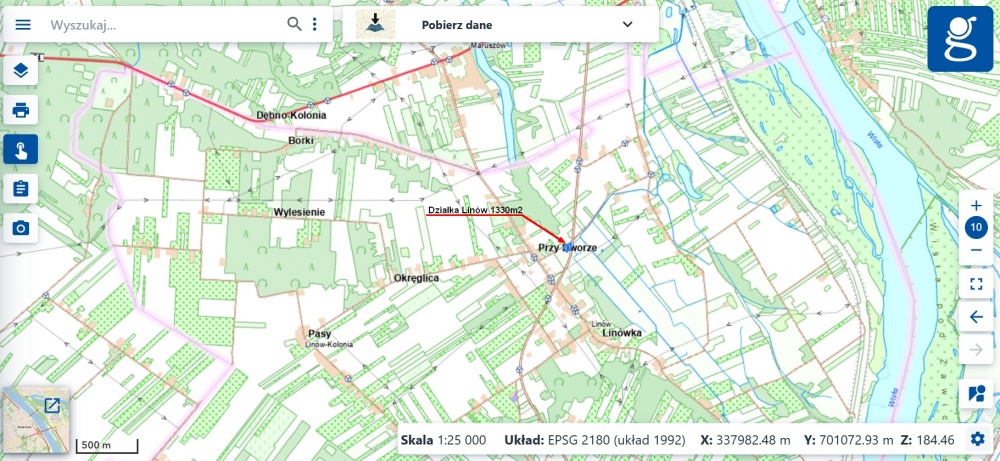 Działka budowlana z warunkami zabudowy 1330m Linów 1830/1 - 5