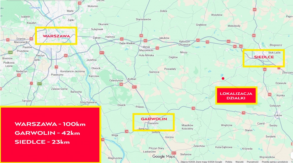 Grunty rolne Ł4 | 2.16ha | Ruda Wolińska 08-117 | 23km od Siedlec | OKAZJA - 0