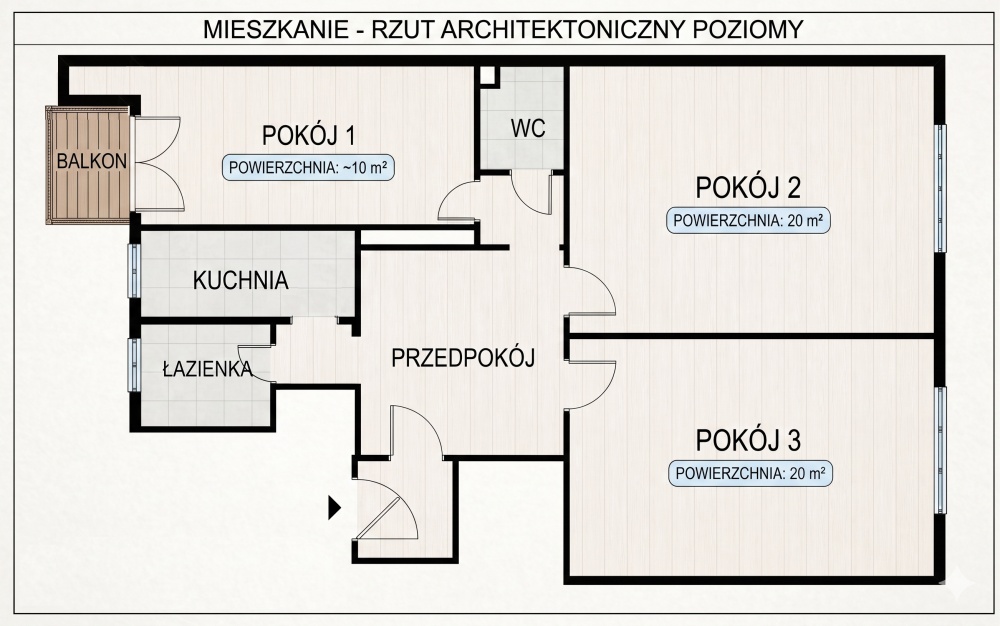 Mieszkanie ul. Mazowiecka 83,1m2 - 3 pokoje bezpośrednio - 7