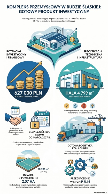 Hala magazynowo-produkcyjna 4 799 m² | Ruda Śląska | GOTOWA INWESTYCJA Z NAJEMCĄ - 0