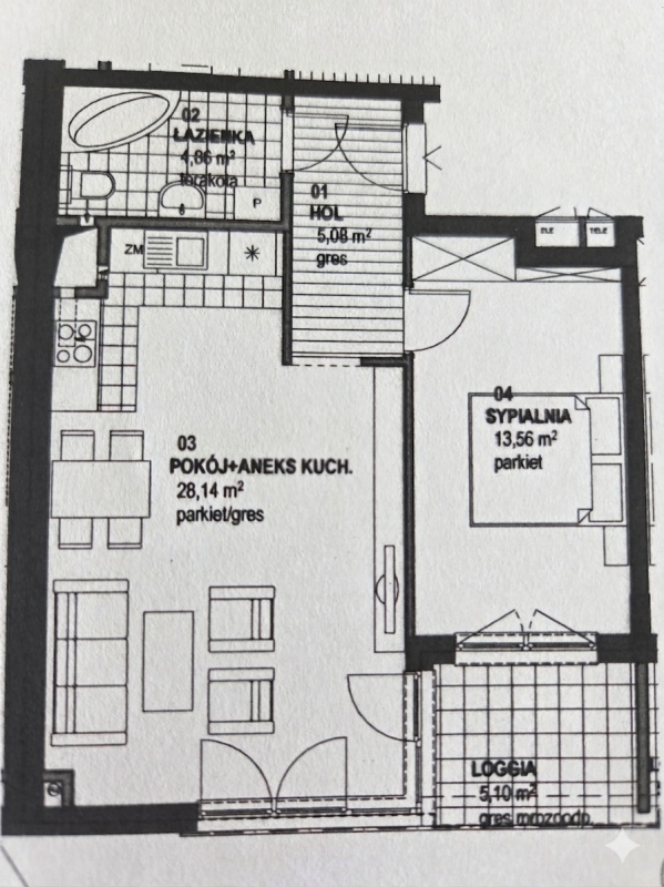Pruszków | Mieszkanie | 51,6m2 | 2 Pokoje | 2017r | WKD | Winda | Garaż podziemny - 7