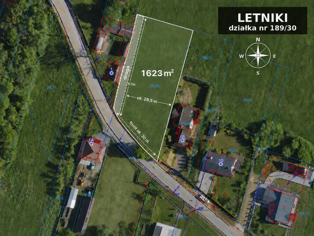 Działka 1623 m² Letniki - WZ, media, asfalt, sklep i autobus 150 m - 0