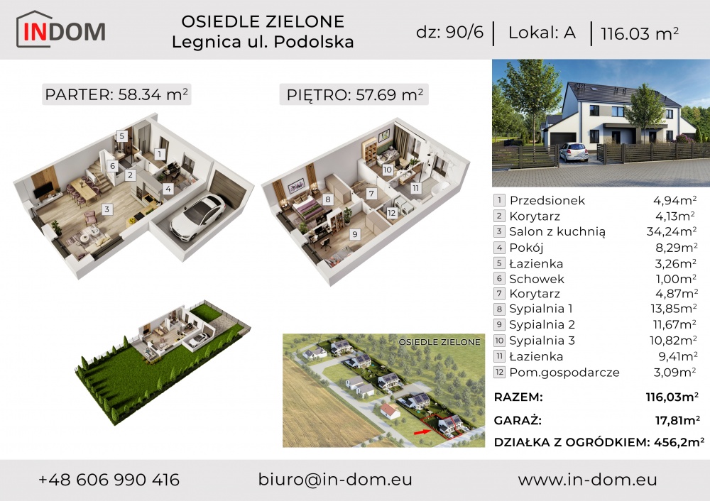  DOM W ZABUDOWIE BLIŹNIACZEJ Z GARAŻEM, LEGNICA UL. PODOLSKA - 1