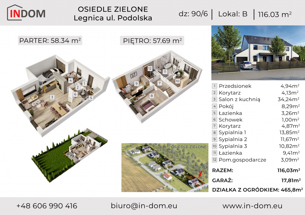  DOM W ZABUDOWIE BLIŹNIACZEJ Z GARAŻEM, LEGNICA UL. PODOLSKA - 2