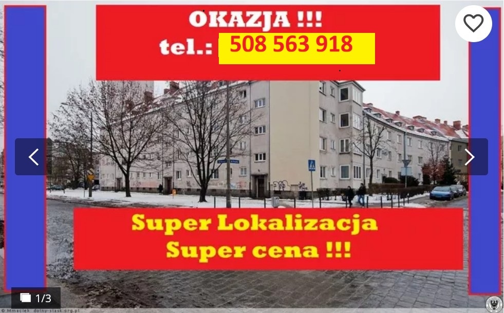Skaytower Rewelacja Krzyki Gajowice Krucza Mieszkanie 3 Pokoje 65m2  CEGLA C.O Drweniane podlogi                              - 1