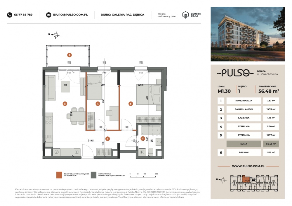 	3 pokoje z balkonem 56,48 m² | PULSO Dębica | bez prowizji - 8
