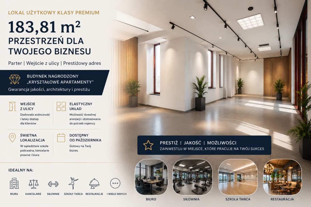 PRESTIŻOWY LOKAL UŻYTKOWY 183,81 m² | PARTER | WEJŚCIE Z ULICY | DOSTĘPNY OD PAŹDZIERNIKA - 0