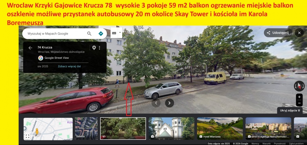 Skaytower Rewelacja Krzyki Gajowice Krucza Mieszkanie 3 Pokoje 65m2  CEGLA C.O Drweniane podlogi                              - 33