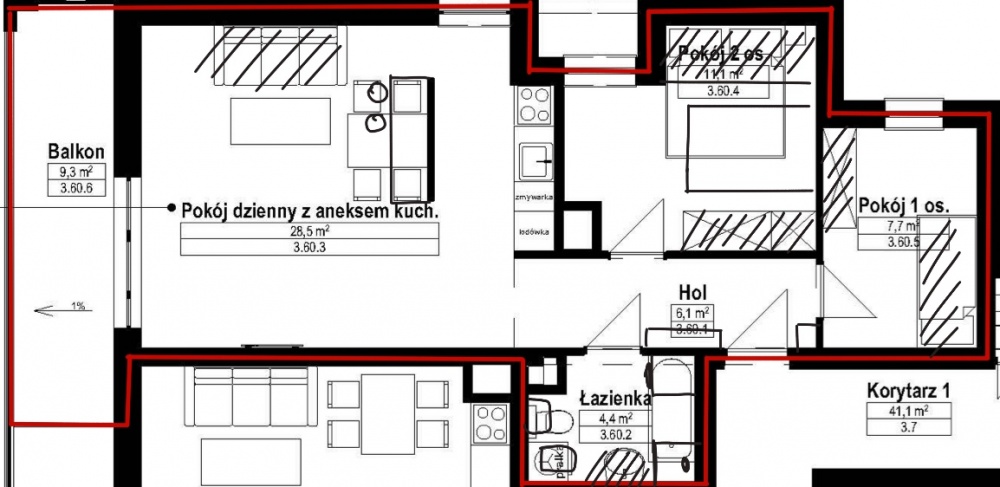 3-pokojowe mieszkanie 57,9 m² | Falenica | ul. Ciepielowska - 20