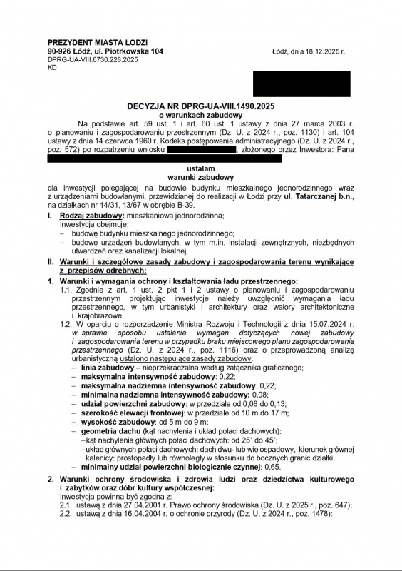 DZIAŁKA Z WARUNKAMI ZABUDOWY NA DOM JEDNORODZINNY, z potencjałem pod inwestycję deweloperską - 2330 m² - Łódź, ul. Tatarczana - bezpośrednio - 3