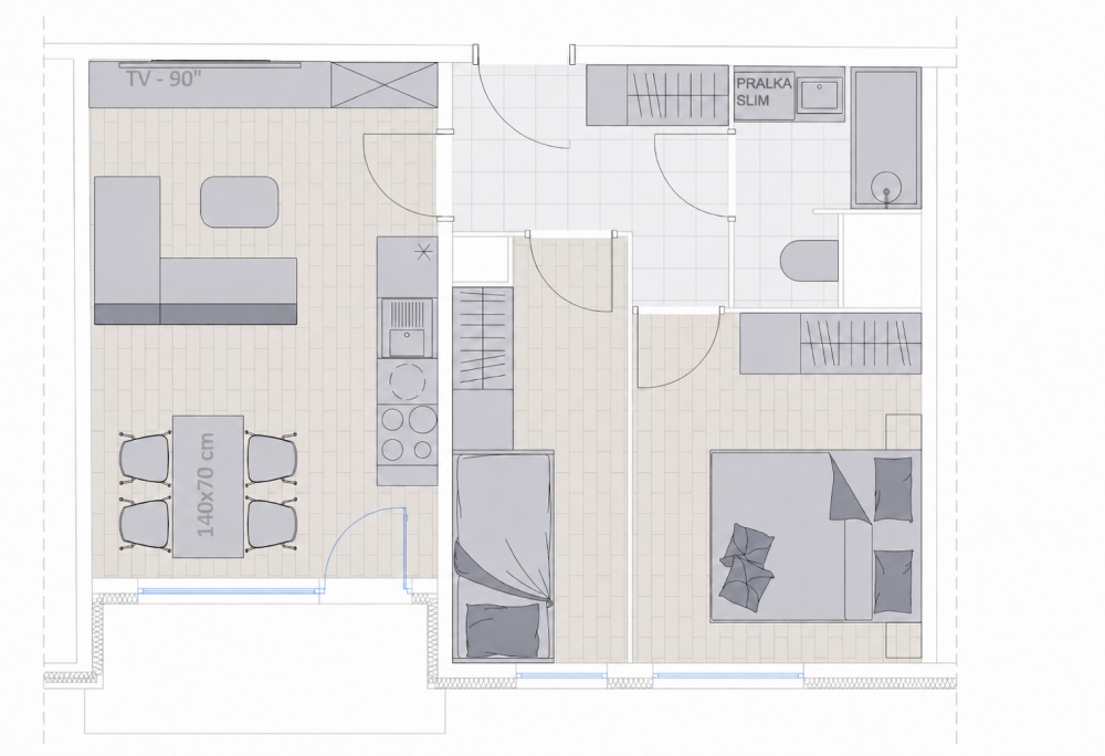 43,8 m² | 3 pokoje | loggia | Stegny | piętro 9 | widok po horyzont - 6