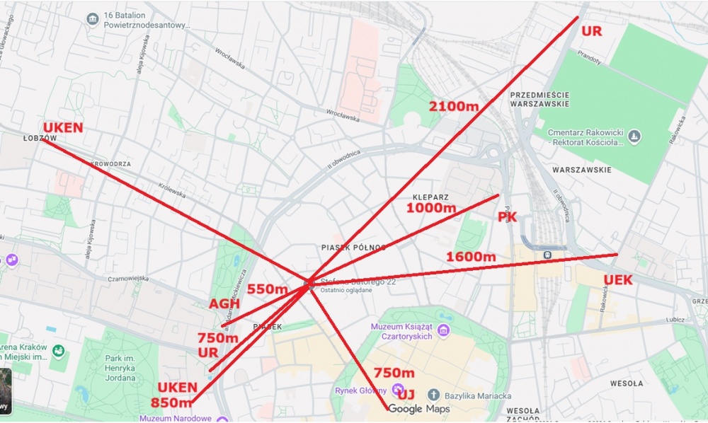 2 po. Kraków, CENTRUM ul. BATOREGO Klimatyzacja, piechotą UJ AGH UR UEK UKEN PK KLIMATYZACJA - 0