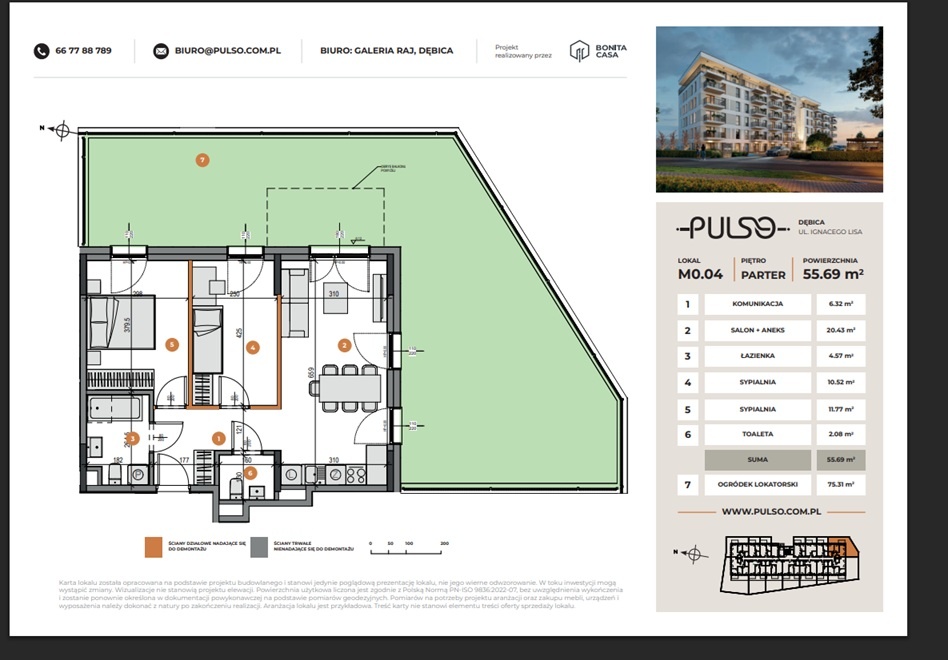 55,69 m² | 3 pokoje | ogródek 75,31 m² | bezpośrednio od dewelopera - 1