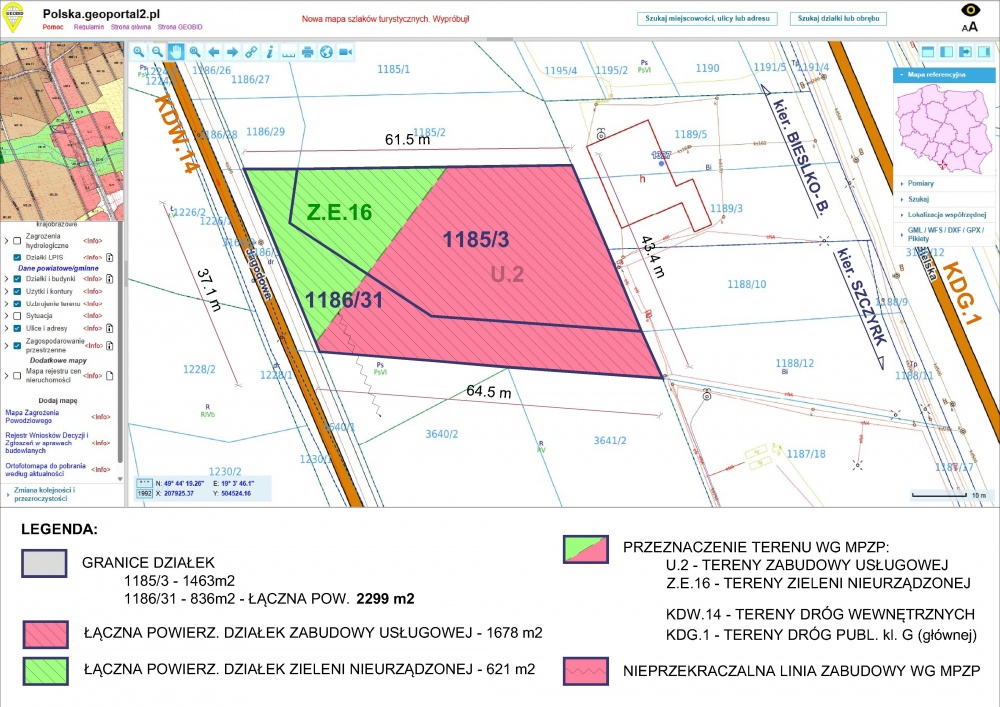 TEREN INWESTYCYJNO-USŁUGOWY | 2299 m² | MPZP U.2 | 5 KM OD SZCZYRKU - 2