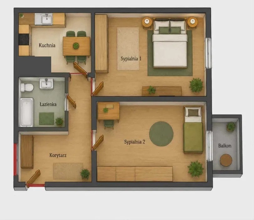 Mieszkanie 37,7m2 ,2 pokoje ,balkon ,parking ,5 piętro - 6